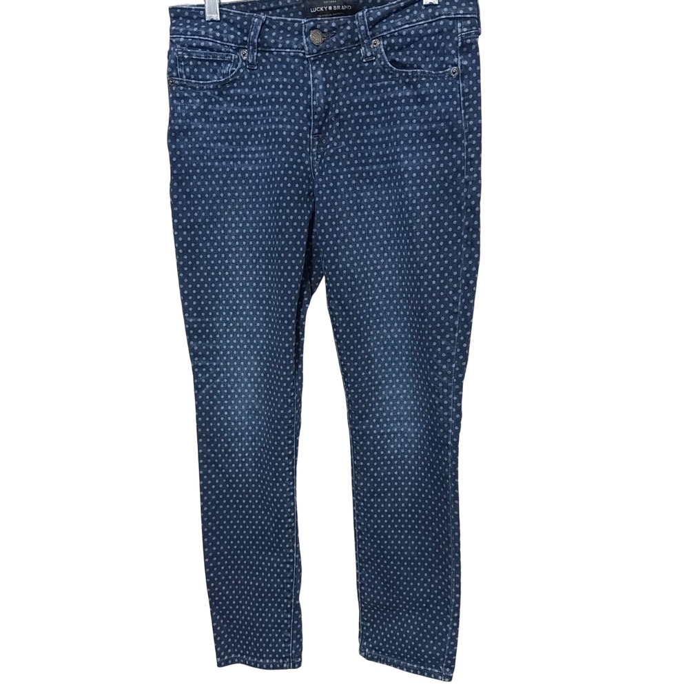 Lucky Brand Lolita Skinny Polka Dot‎ Jeans Blue Patterned Denim Womens Size 2 26